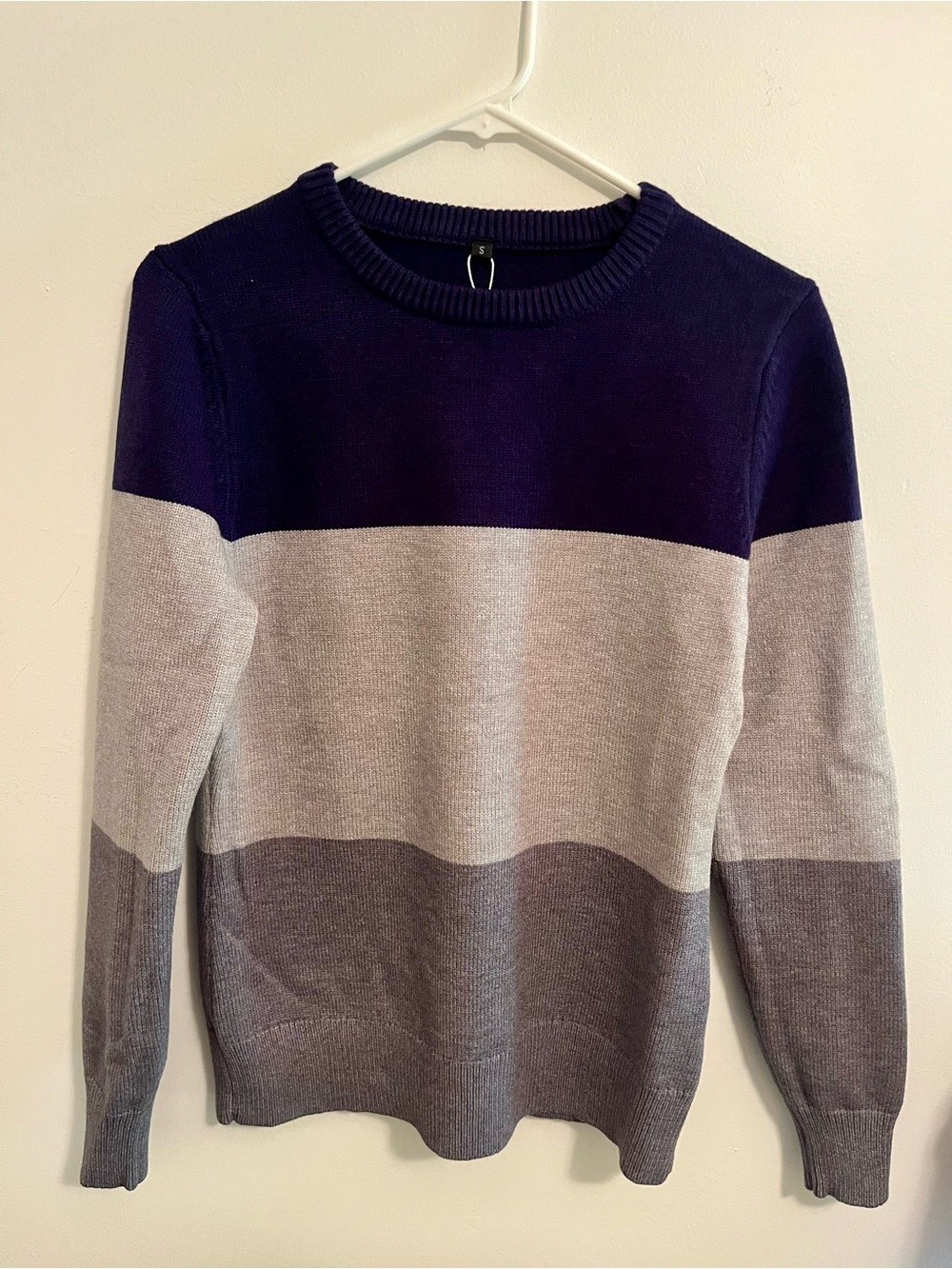 Women’s Colorblock Crewneck Sweater - Navy, Light Gray & Charcoal